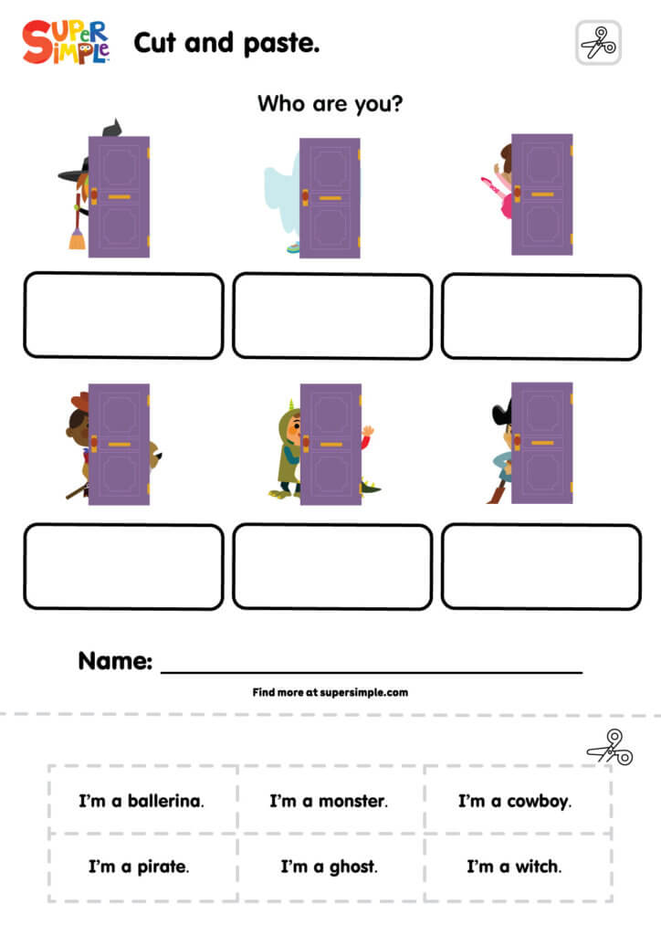 Knock Knock, Trick Or Treat? - Cut And Paste Worksheet