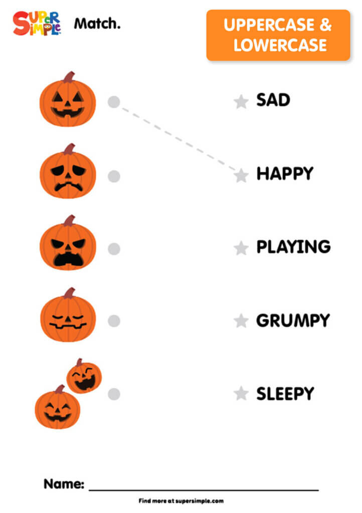 Five Little Pumpkins - Matching Worksheet