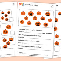 Five Little Pumpkins - Count And Write Worksheets