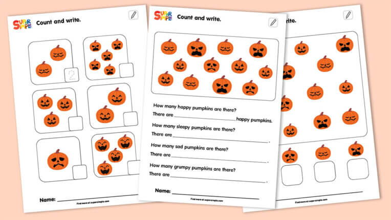 Five Little Pumpkins - Count And Write Worksheets