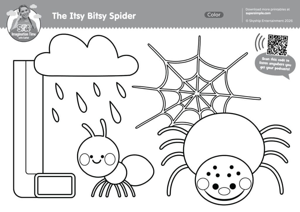 Imagination Time - The Itsy Bitsy Spider Coloring Page