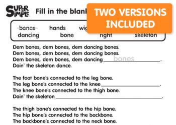 The Skeleton Dance - Fill In The Blank Worksheets
