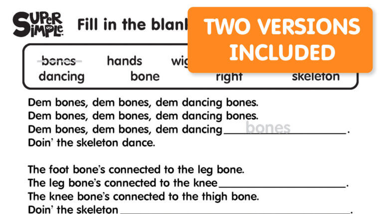 The Skeleton Dance - Fill In The Blank Worksheets