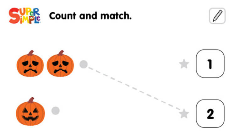 Five Little Pumpkins - Count And Match Worksheet
