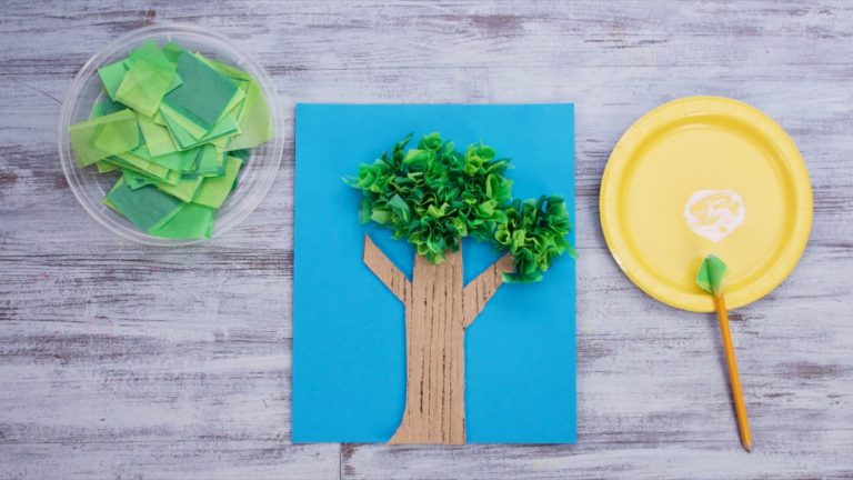 Tissue Paper Tree Craft - Super Simple