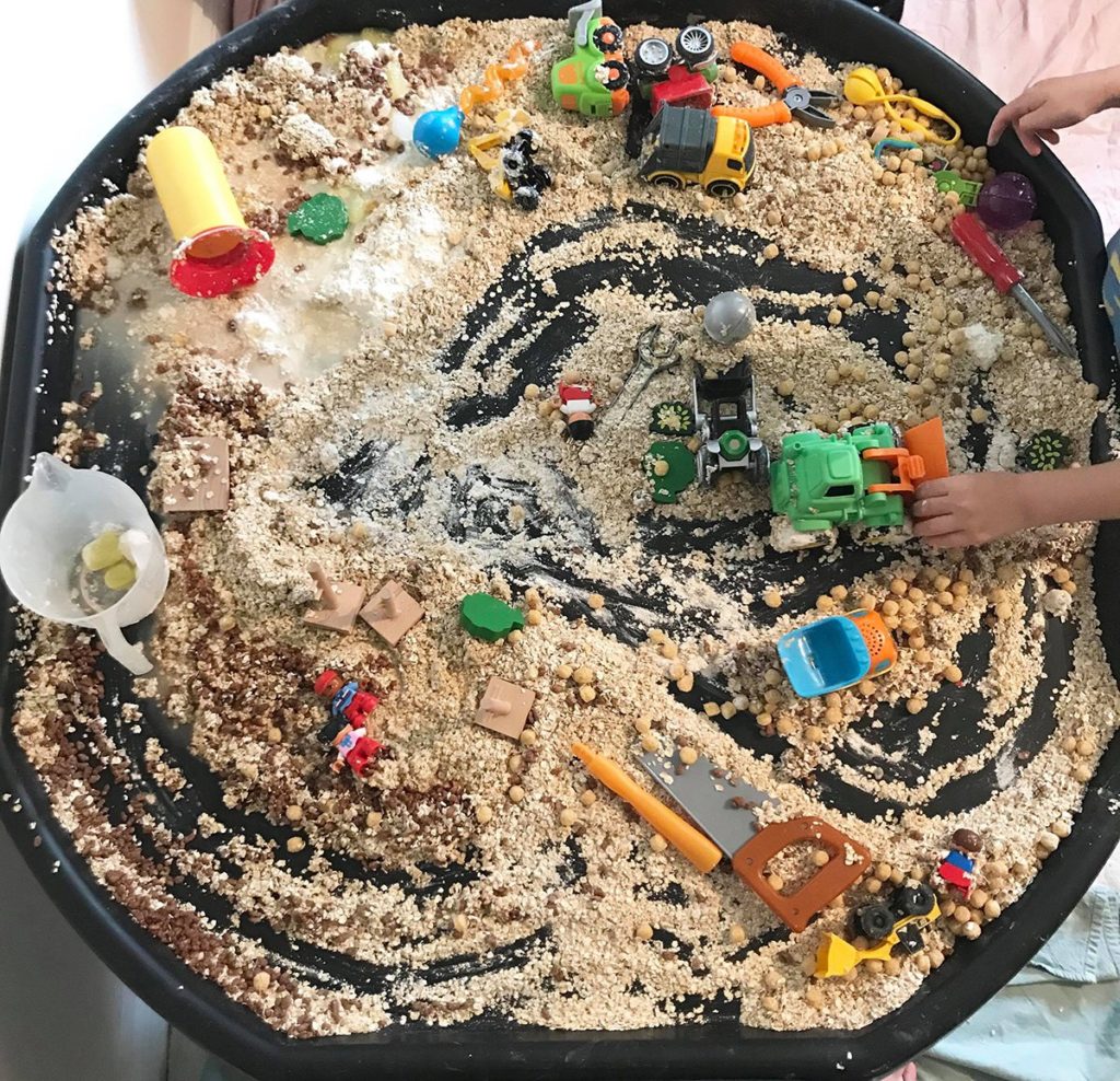 Edible Construction Sensory Bin Super Simple