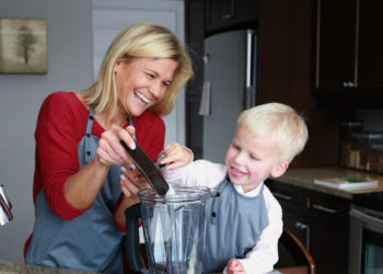 Mom and Son Preparing Smoothie