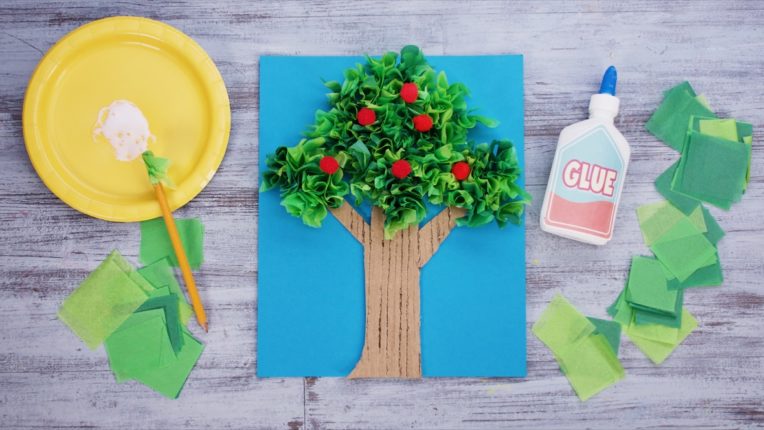 Crafts Super Simple - tissue paper tree craft