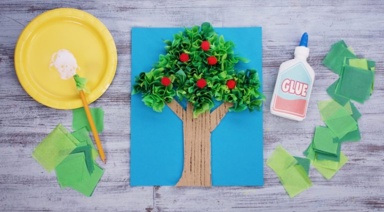 Tissue Paper Tree Craft - Super Simple