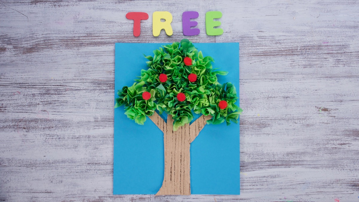 Tissue Paper Tree Craft - Super Simple