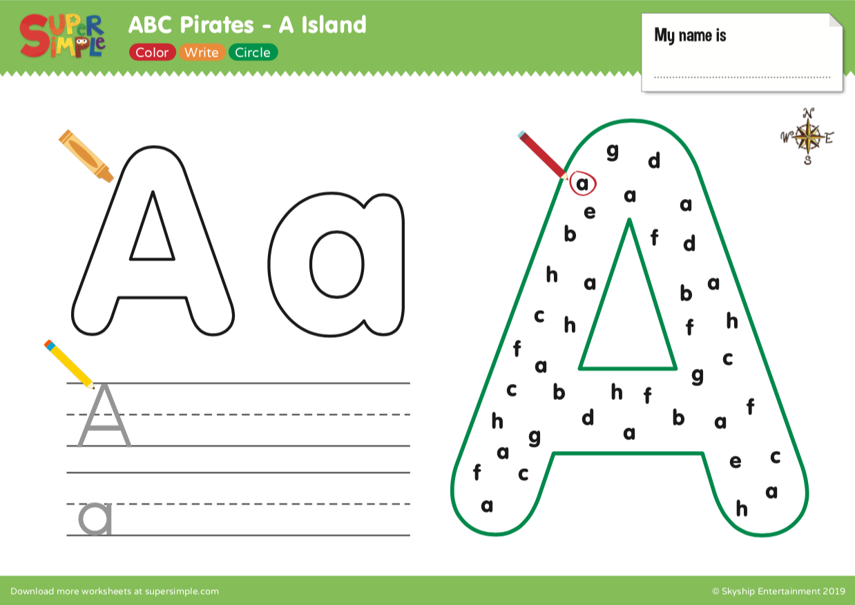 Captain Seasalt And The ABC Pirates "A" - Color, Write, Circle