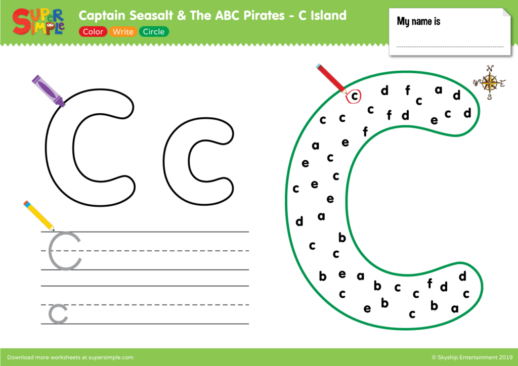 Captain Seasalt And The ABC Pirates "C" - Color, Write, Circle