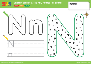 Captain Seasalt And The ABC Pirates "N" - Color, Write, Circle