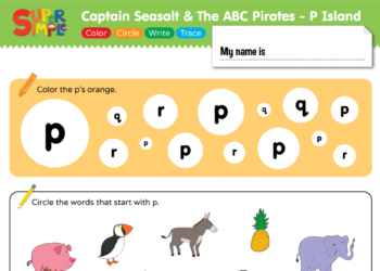 Captain Seasalt And The ABC Pirates "P" - Color, Circle, Write, Trace