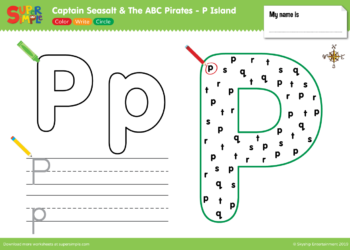 Captain Seasalt And The ABC Pirates "P" - Color, Write, Circle
