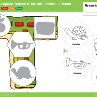 Captain Seasalt And The ABC Pirates "T" - Color, Cut, Paste