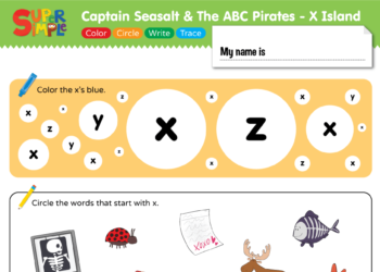 Captain Seasalt And The ABC Pirates "X" - Color, Circle, Write, Trace