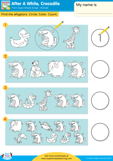 After A While, Crocodile Worksheet - Circle & Write - Super Simple