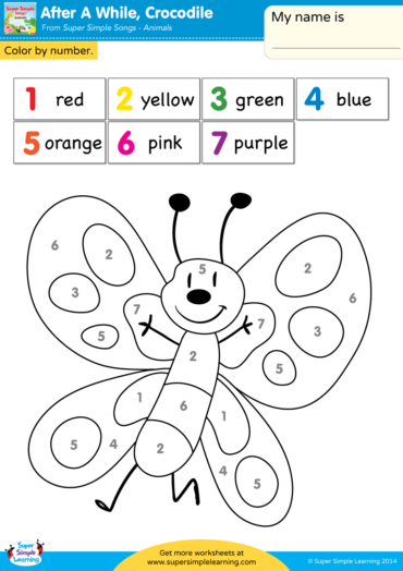 After A While, Crocodile Worksheet - Color By Number - Super Simple