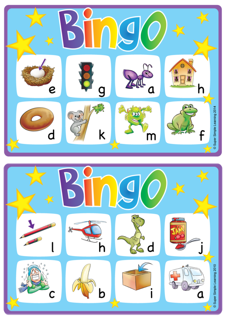 Alphabet/Vocabulary Bingo Game Lowercase Letters am Super Simple