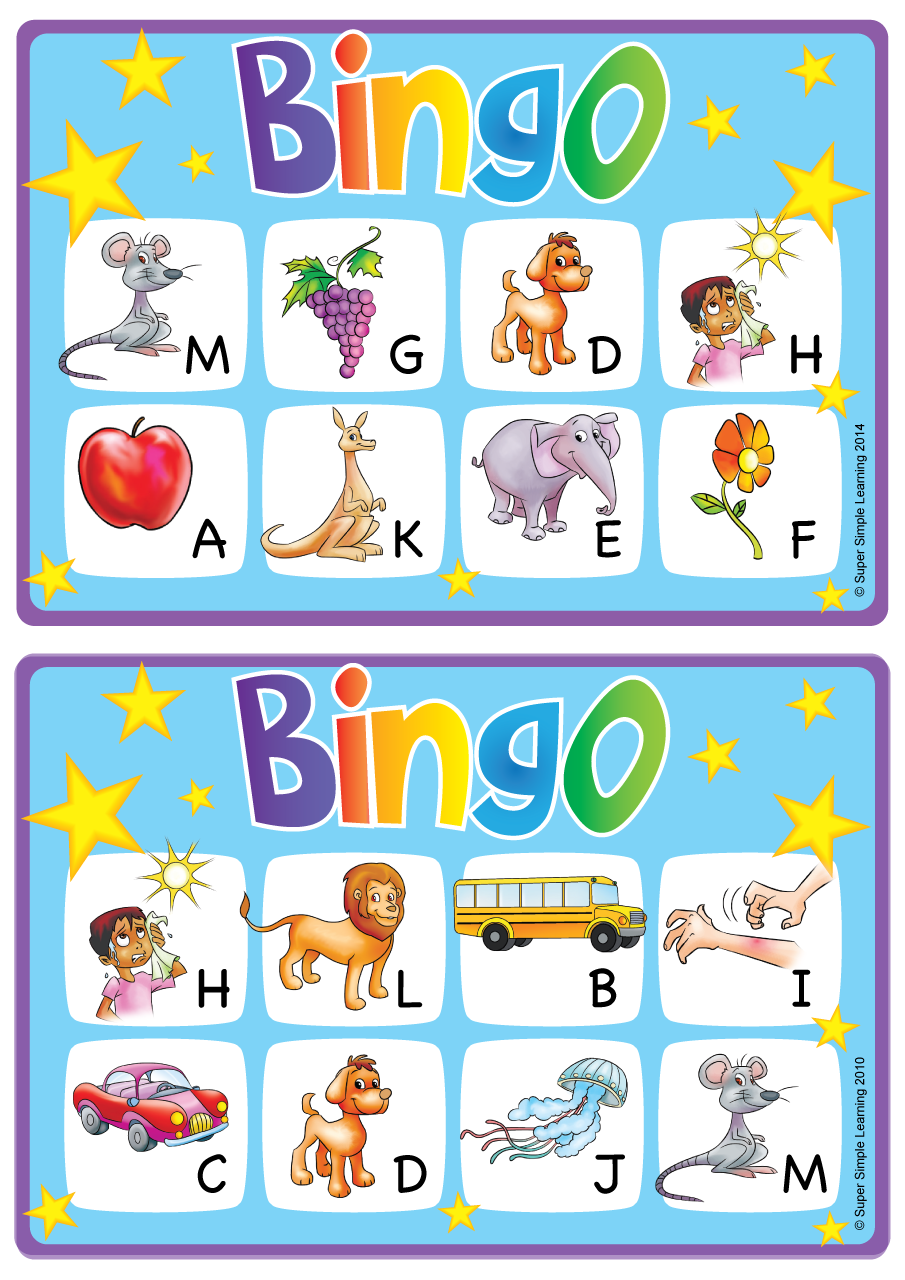 Alphabet Vocabulary Bingo Game Uppercase Letters A M Super Simple