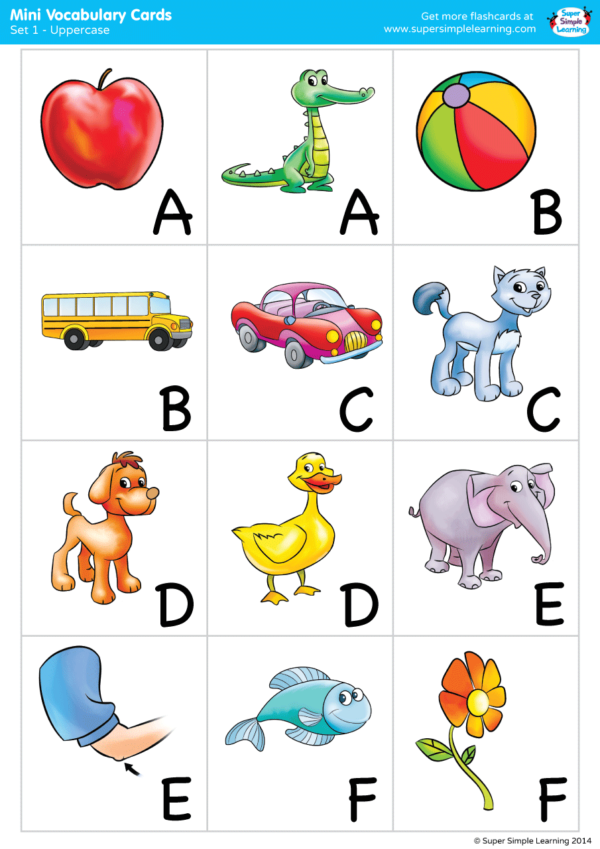 Alphabet Vocabulary Mini Cards Set 1 (Uppercase) - Super Simple