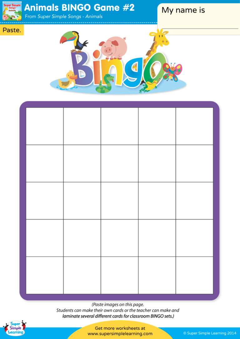 Animal BINGO Game #2 - Super Simple