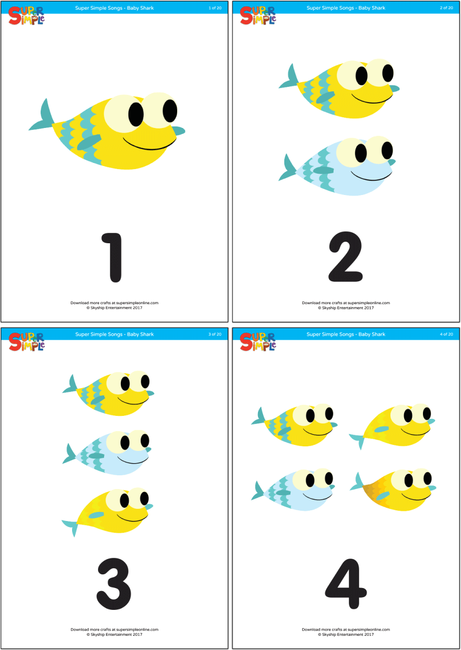 Baby Shark - Counting Flashcards - Super Simple