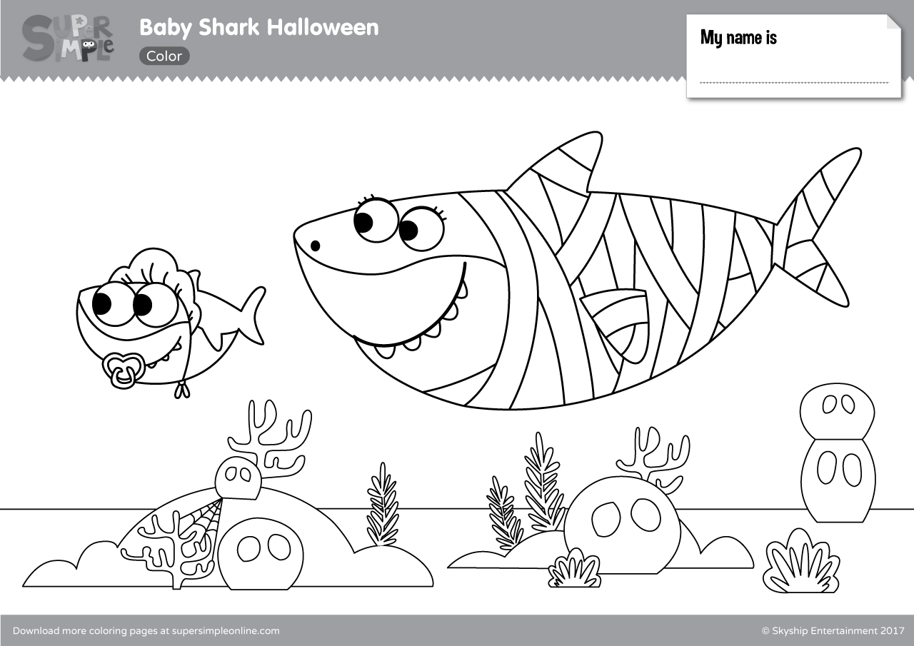 Baby Shark Halloween Coloring Pages   Super Simple