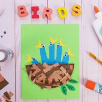 Bird Nest Craft with Hand Cut Out Baby Birds