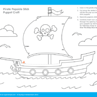 Pirate ship popsicle stick coloring page