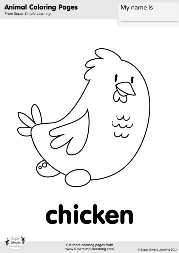 Chicken Coloring Page - Super Simple