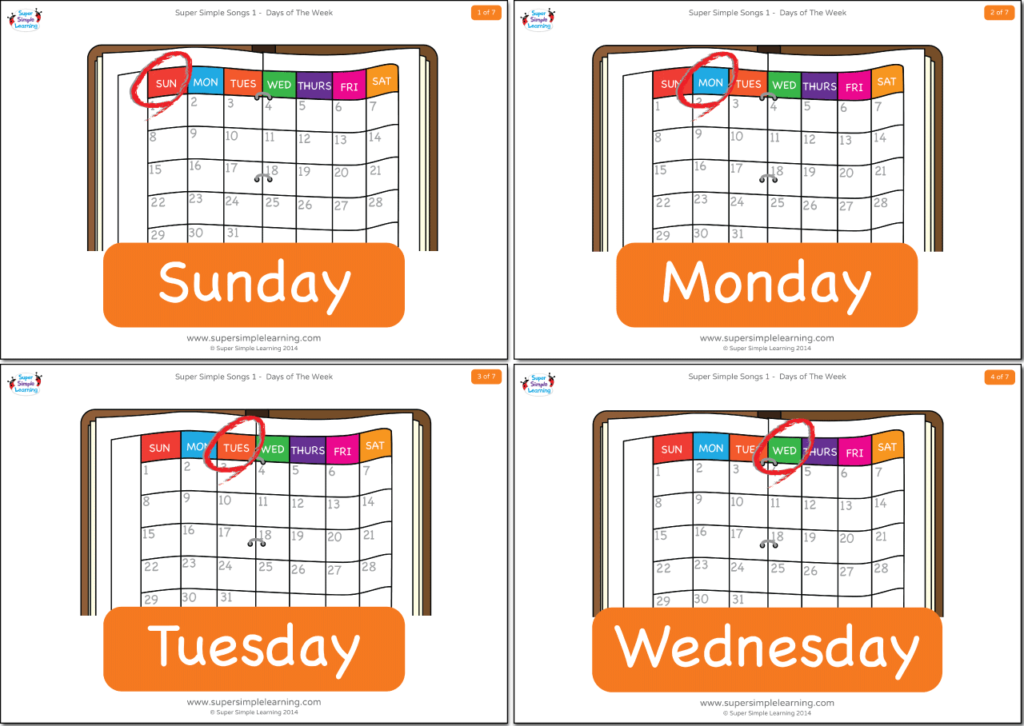 Days Of The Week Flashcards - Super Simple
