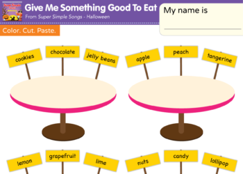 Give Me Something Good To Eat Worksheet - Color, Cut, & Paste