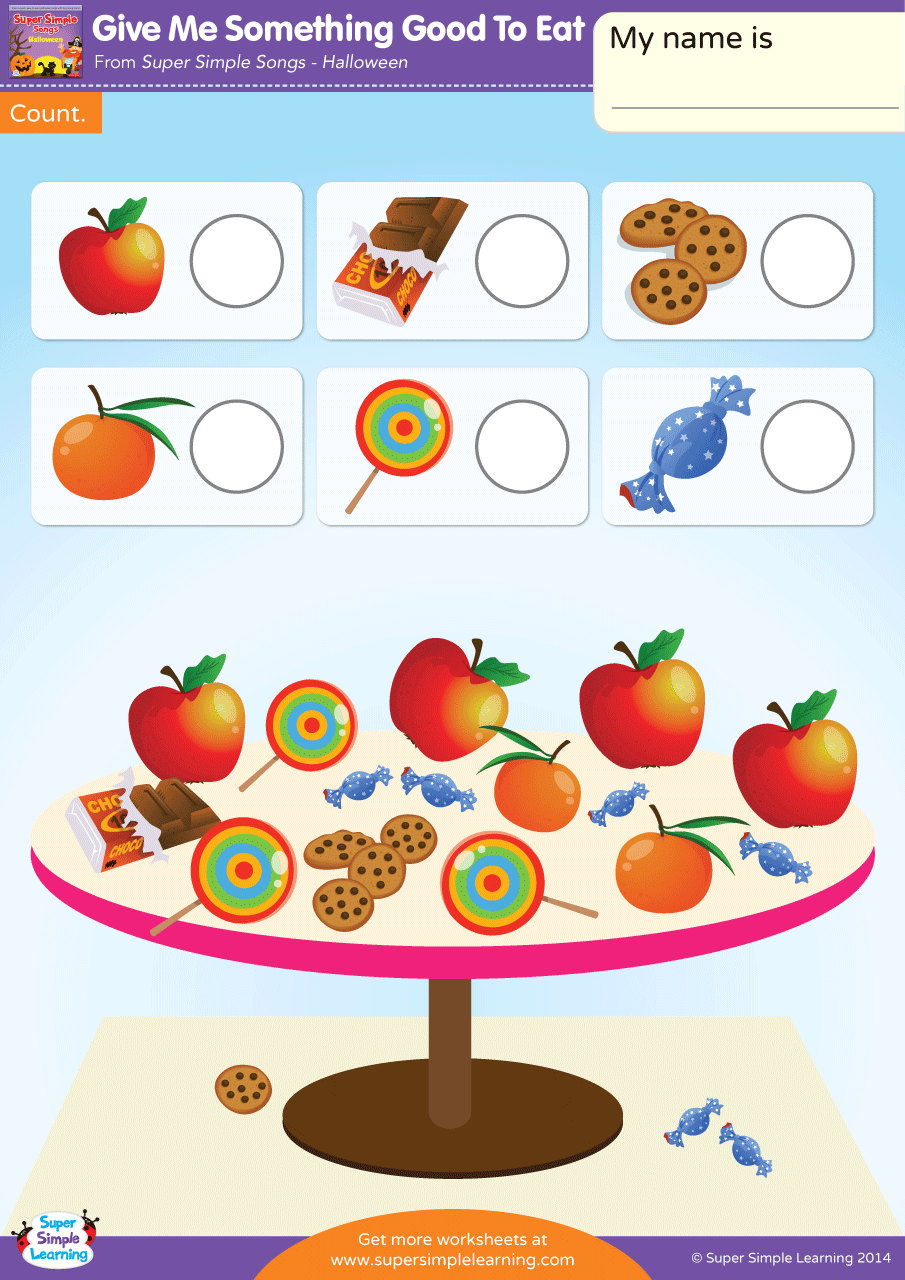 Give Me Something Good To Eat Worksheet - Count - Super Simple