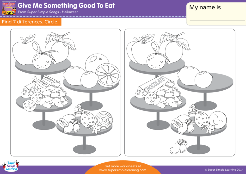 Download Give Me Something Good To Eat Worksheet - Find The Differences - Super Simple