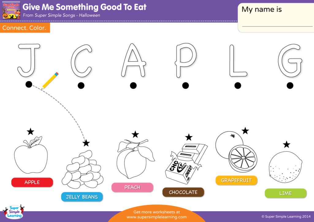 Give Me Something Good To Eat Worksheet - Uppercase Letter Matching (1) -  Super Simple