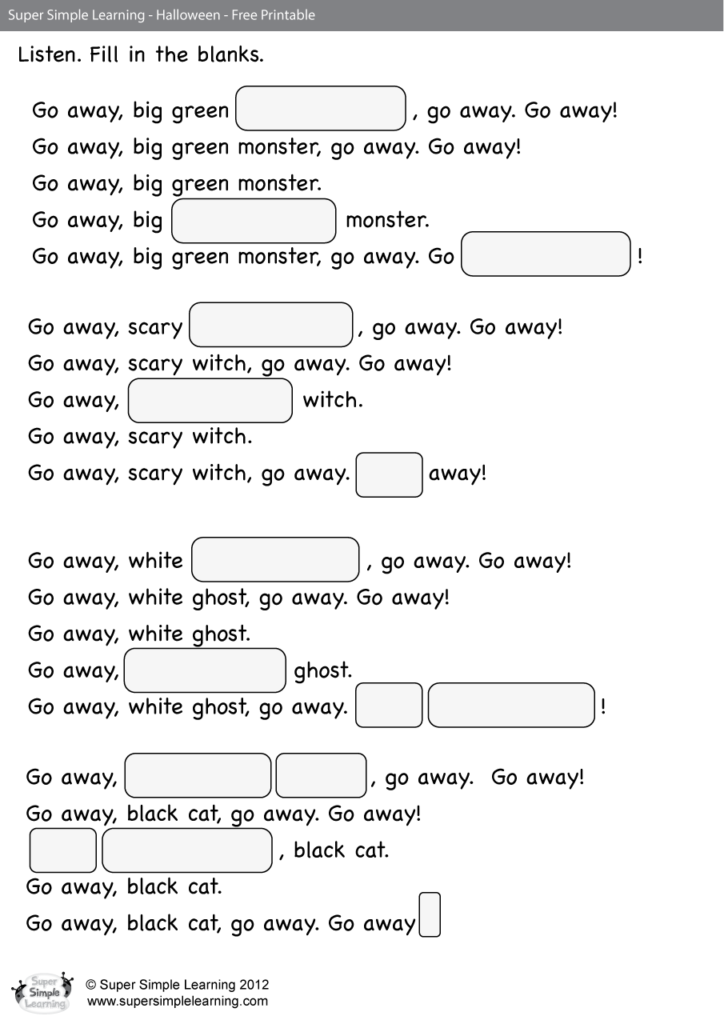 Go Away Worksheet Fill In The Blanks Super Simple