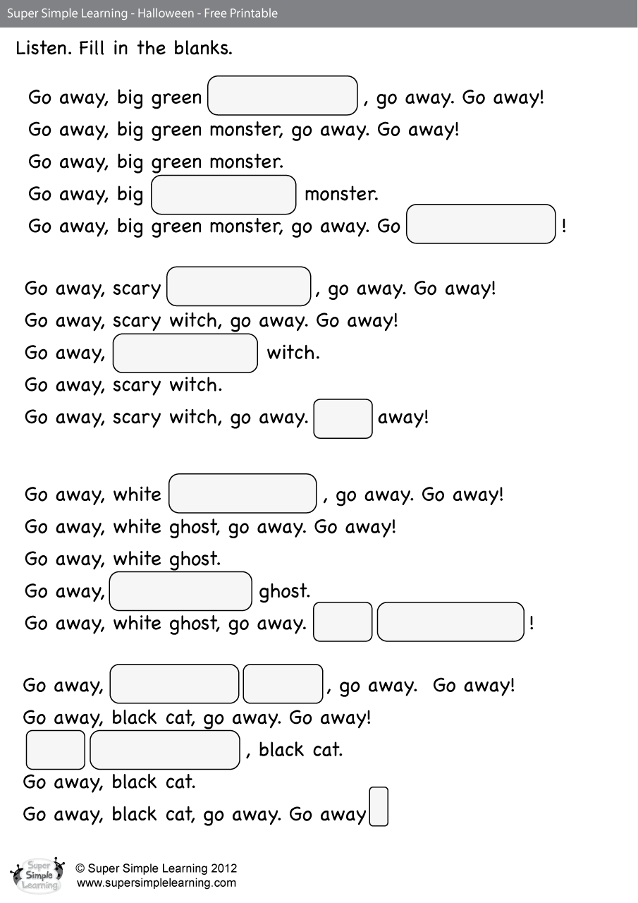Go Away! Worksheet Fill In The Blanks Super Simple