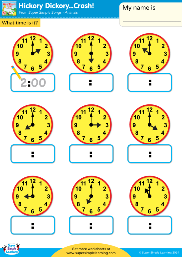 Hickory Dickory...Crash! Worksheet Write The Time Super Simple