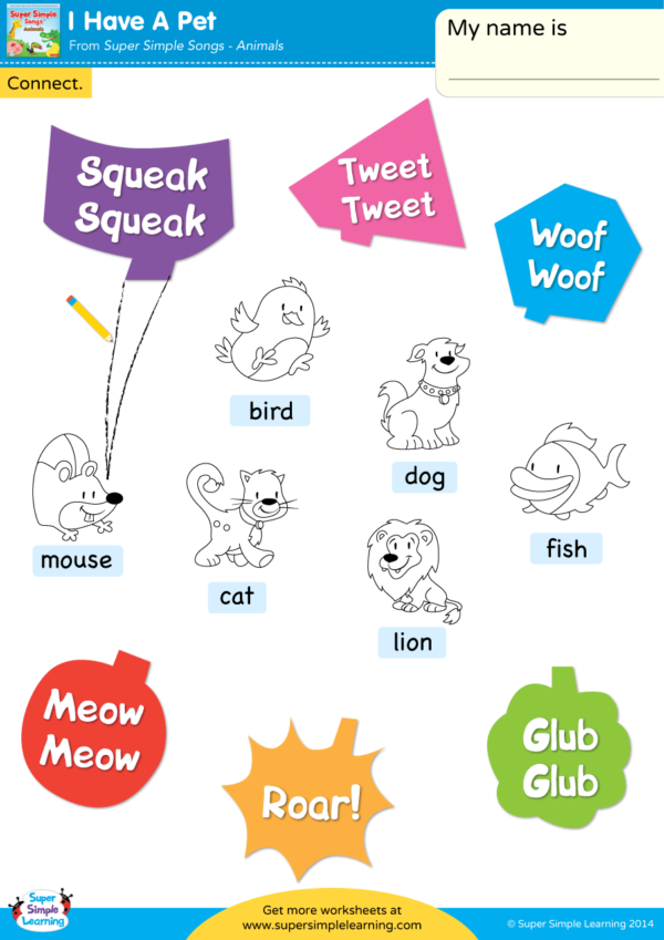 I Have A Pet Worksheet - Connect - Super Simple