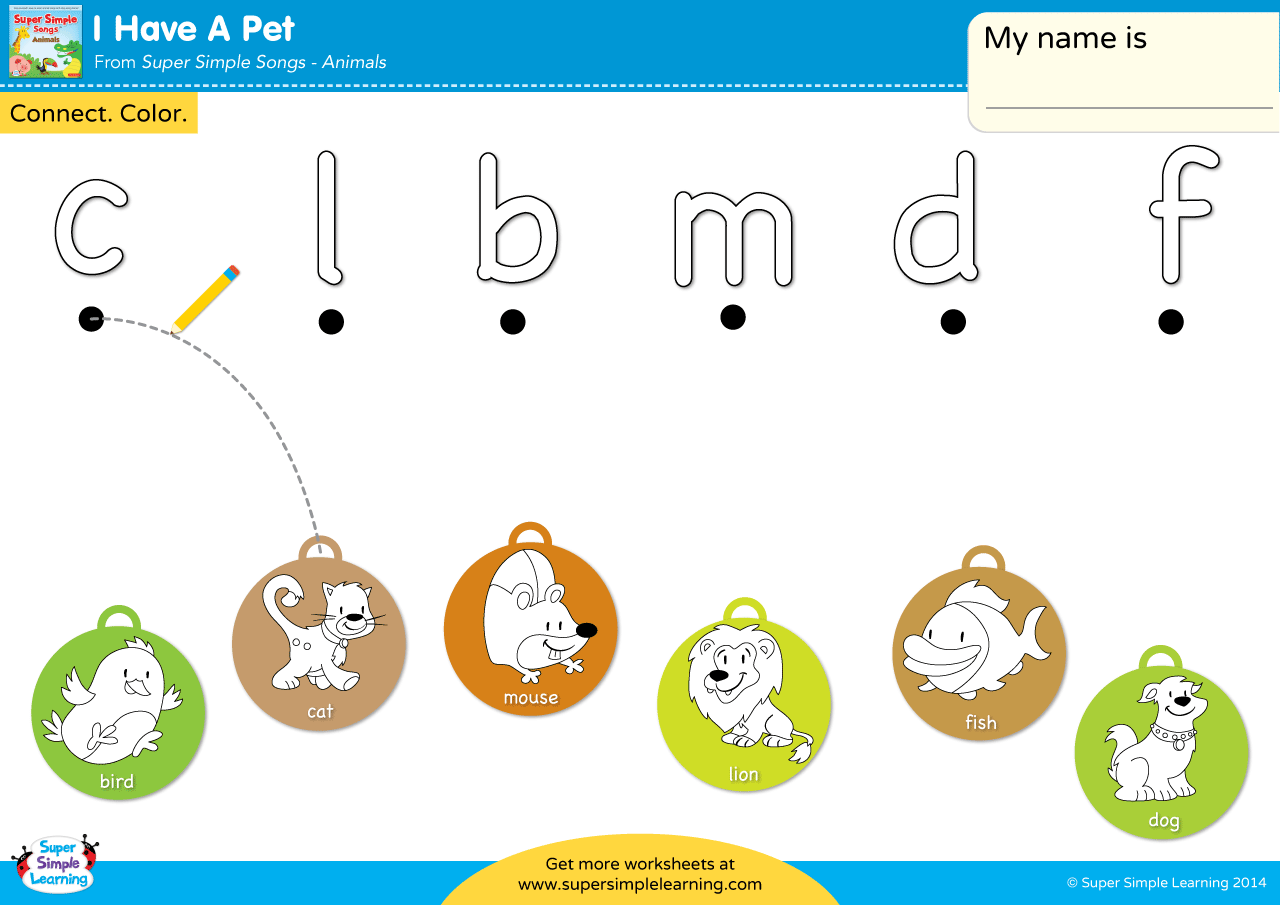 I Have A Pet Worksheet Lowercase Letter Matching Super Simple