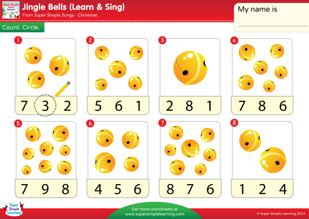 Jingle Bells Worksheet - Count The Bells - Super Simple