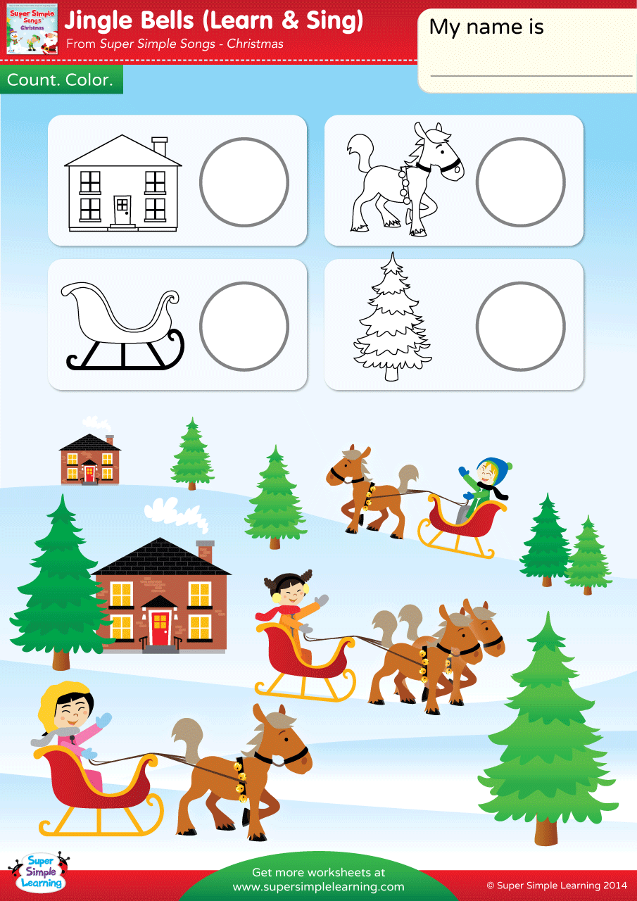 Jingle Bell Christmas Craft and Drawing Activity with Favorite Holiday Songs