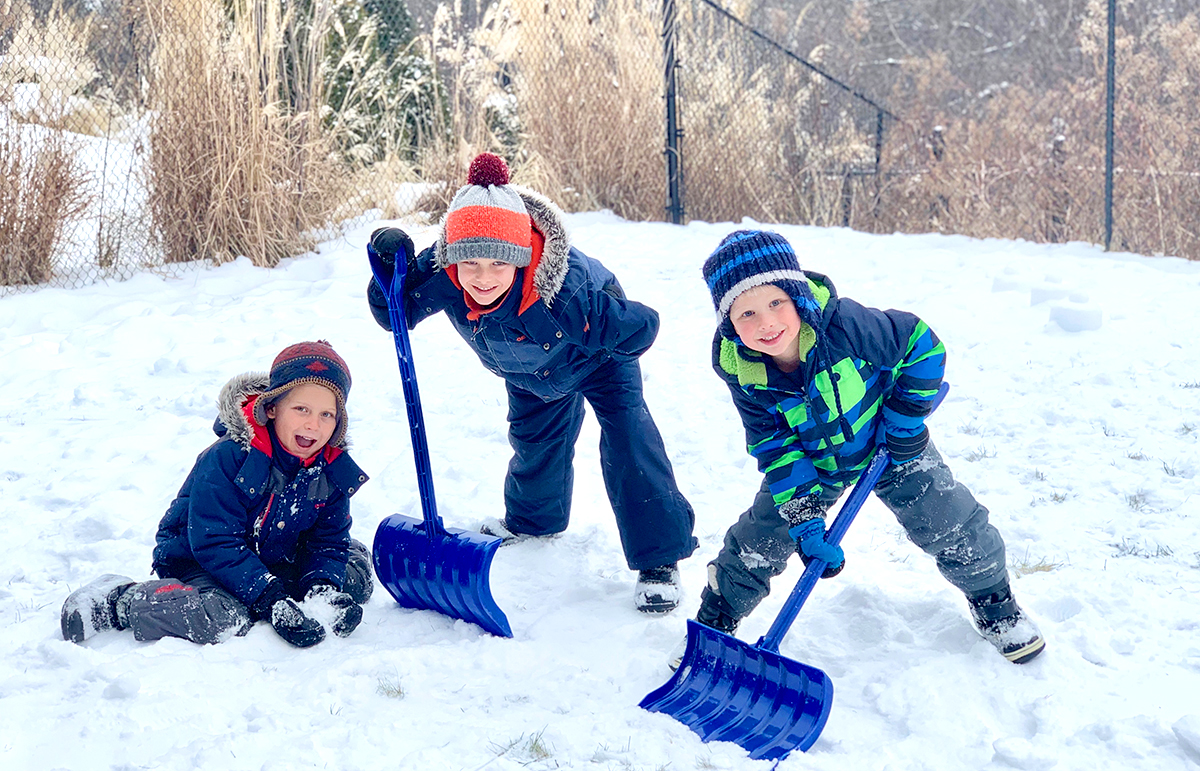 Kids Shoveling Snow