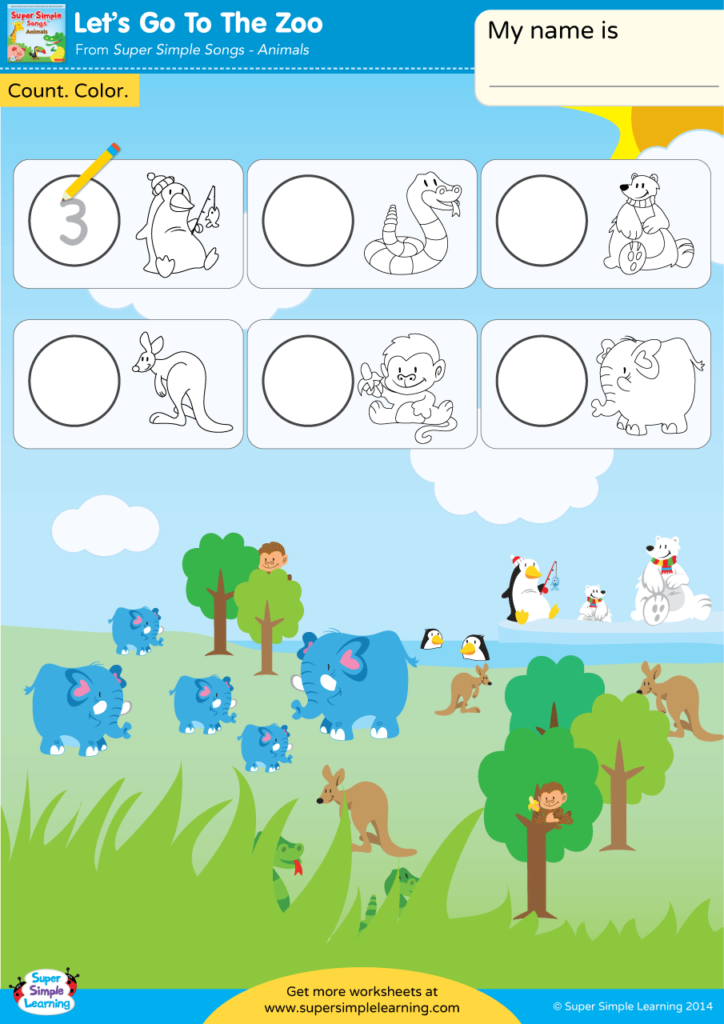 Let's Go To The Zoo Worksheet - Find & Write - Super Simple