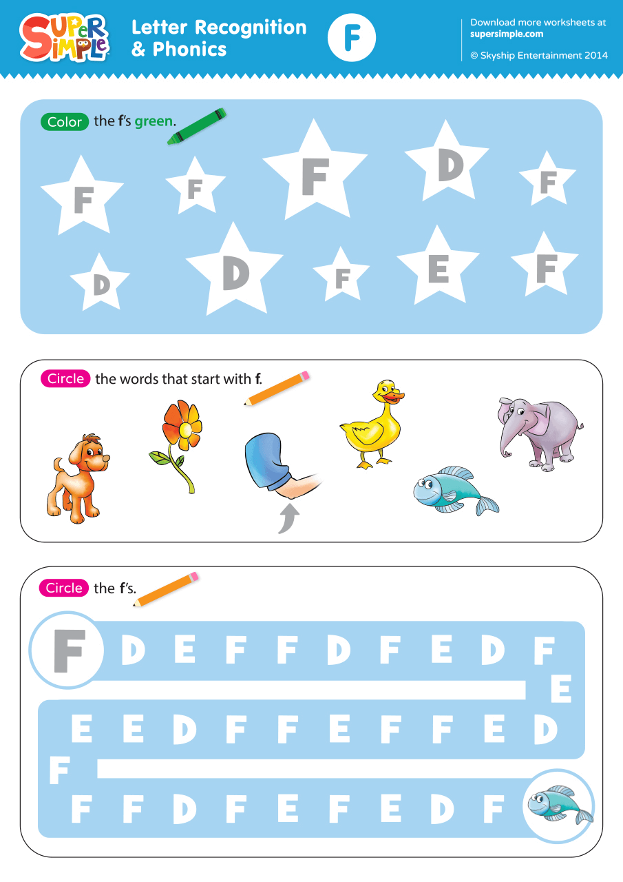 Preschool Letter Recognition Worksheets F