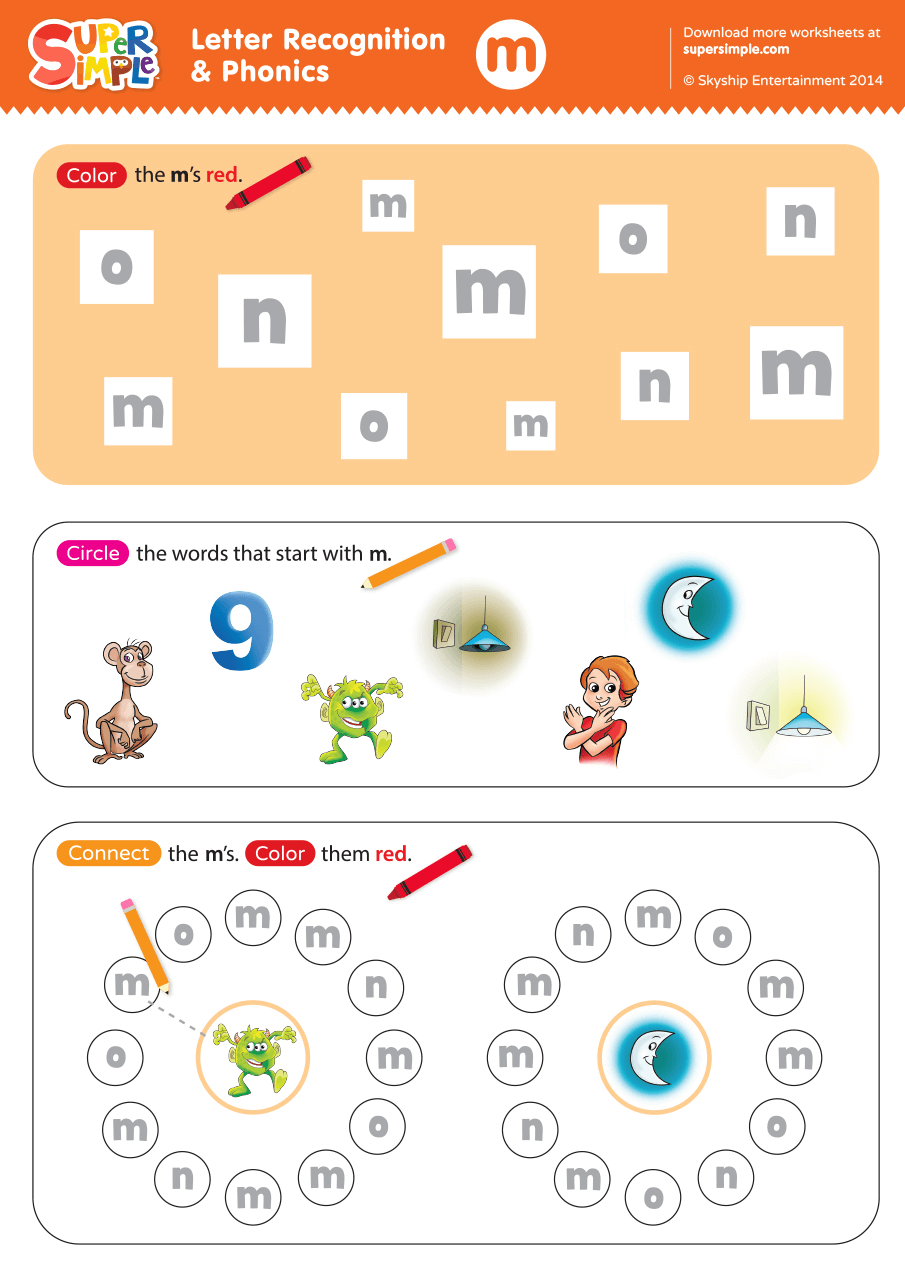 Letter Recognition Phonics Worksheet A lowercase Super Simple F53