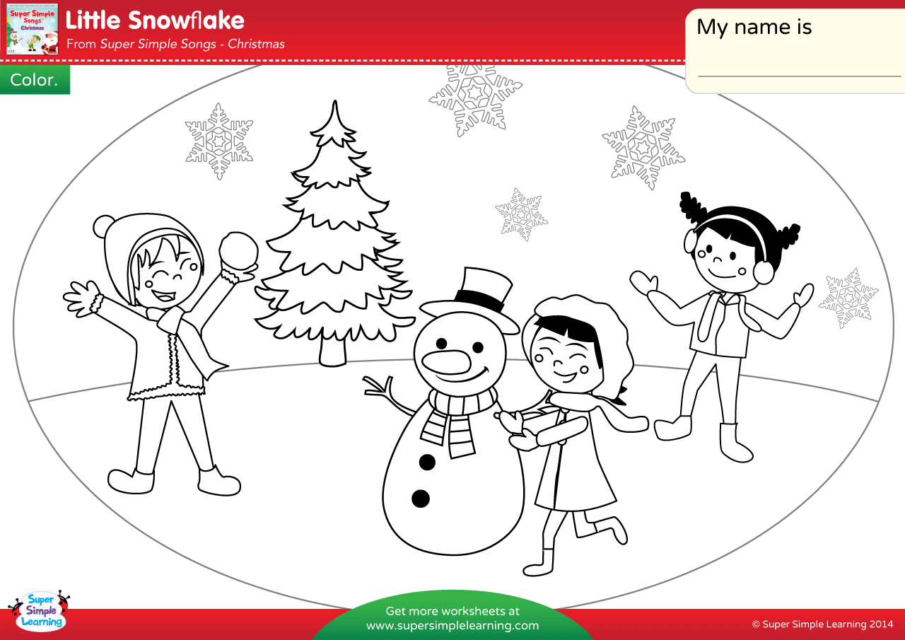 Little Snowflake Worksheet Color Super Simple