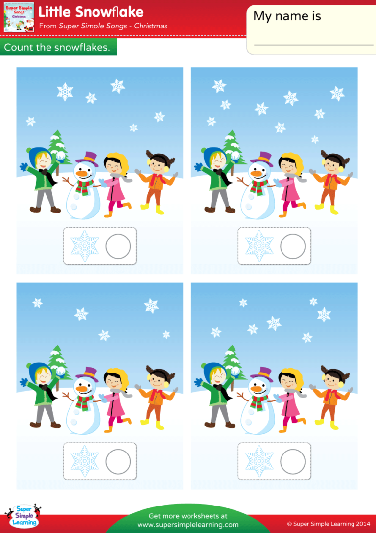 Snowflake super simple song. Count snowflakes. Little Snowflake super simple Songs. Супер Симпл Ленинг. Little Snowflake Worksheet.